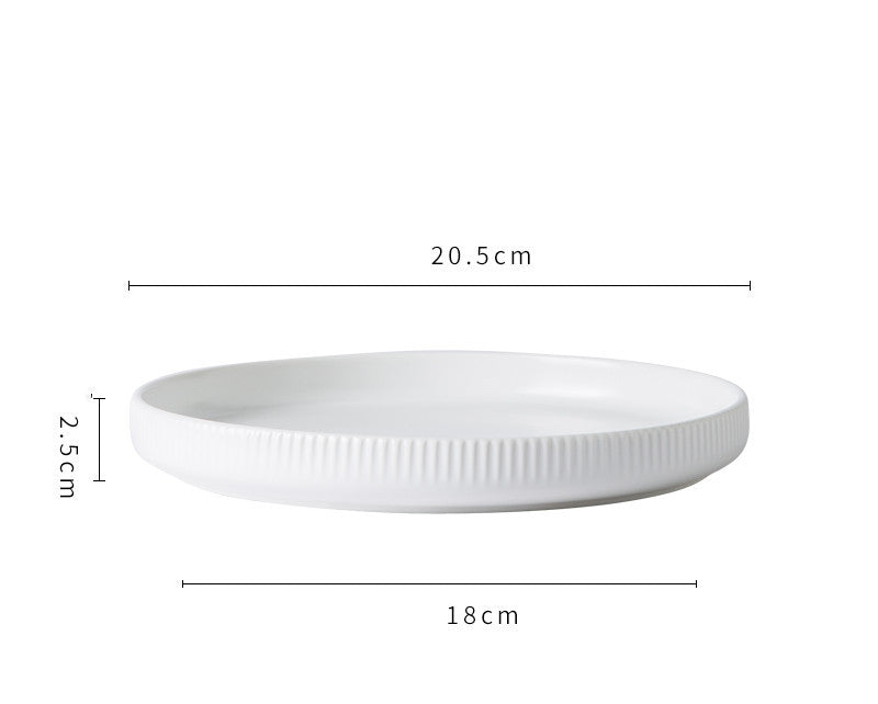 Hualian Yijia Plate Dish Set white plate, 20.5cm diameter, 2.5cm height, perfect for serving dishes.