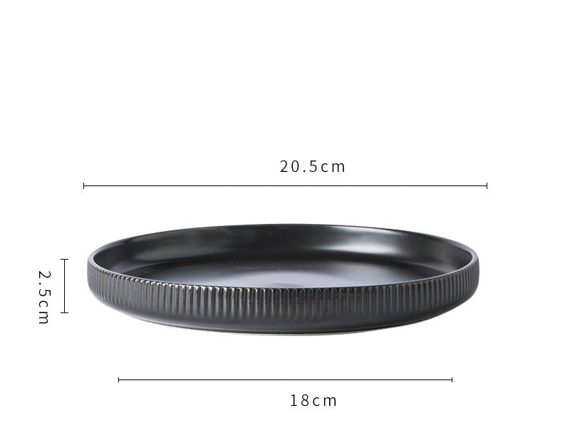 Hualian Yijia Plate Dish Set black saucer dimensions 20.5cm width 2.5cm height 18cm diameter
